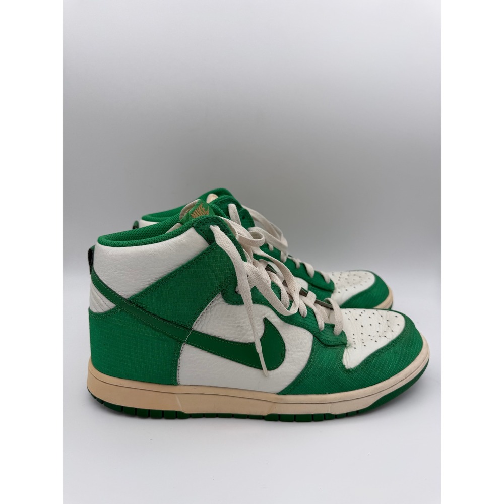 Nike‎ Dunk High Pine Green Sail White 2010 Ripstop Leather 317982-100 Mens 11
